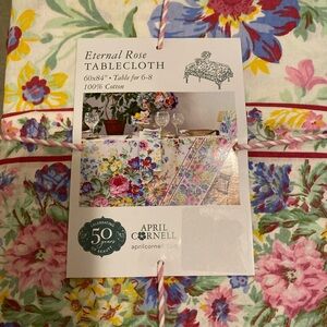 April Cornell  Eternal Rose Spring Floral Tablecloth 60” X  84" NWT